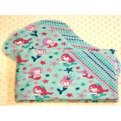Mermaid Kisses Starfish Wishes Hemstitched Flannel Blanket w/(2) Burp Cloths Kit