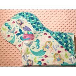 Mermaids Of The Sea Hemstitched Flannel Blanket w/(2) Burp Cloths Kit