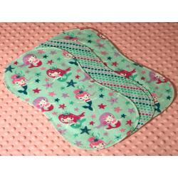 Mermaid Wishes Starfish Kisses Hemstitched Flannel (3) Piece Burp Cloths Kit