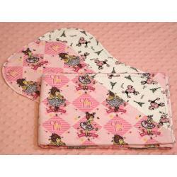 Ooh La La Nancy Hemstitched Flannel Blanket w/(2) Burp Cloths Kit