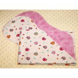 Pretty and Bright Owls Hemstitched Flannel Blanket w/(2) Burp Cloths Kit