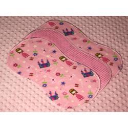 Princess And Castles Pink Hemstitched Flannel (3) Piece Burp Cloths Kit