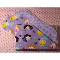 Princess And Dots Hemstitched Flannel Blanket w/(2) Burp Cloths Kit