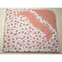 Peach Cutie Hemstitched Flannel Blanket w/(2) Burp Cloths Kit