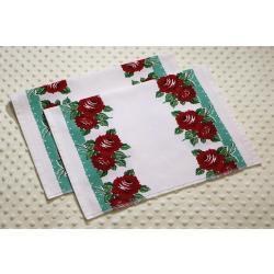 Rodeo Rose Aqua Hemstitched 2 Piece Tea Towel Kit