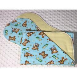 Teddy Bear Play Time II Hemstitched Flannel Blanket w/(2) Burp Cloths Kit