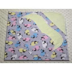 Tossed Lambs Yellow Hemstitched Flannel Blanket w/(2) Burp Cloths Kit