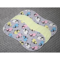 Tossed Sheep Yellow Hemstitched Flannel (3) Piece Burp Cloths Kit