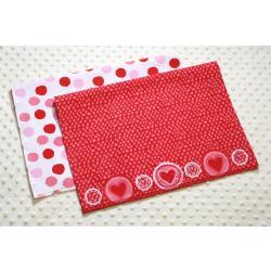 Valentine Hearts And Dots Hemstitched 2 Piece Tea Towel Kit
