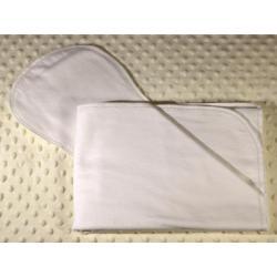 White Blessing Blanket (Double Layer) Hemstitched w/1 Burp Cloth Kit